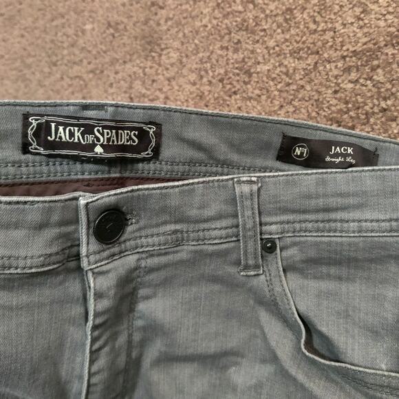 Jack of Spades Jeans Mens 35 x 28 Jack Straight Leg Stretch Ash Black Gray - Picture 4 of 9